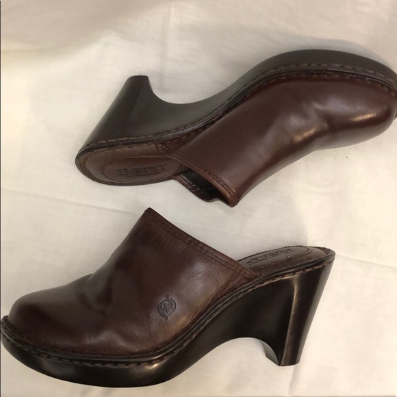 Born brown leather heeled clog - Picture 4 of 6